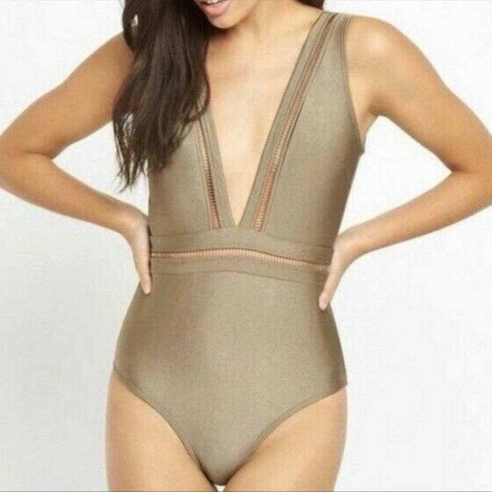 Ted Baker Metallic Gold One-Piece Swimsuit
